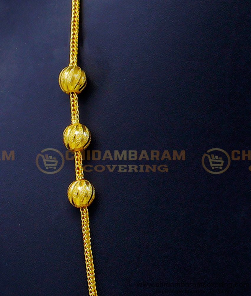 THN69-LG - 30 Inches One Gram Gold Plain Screw Mugappu Chain for Ladies