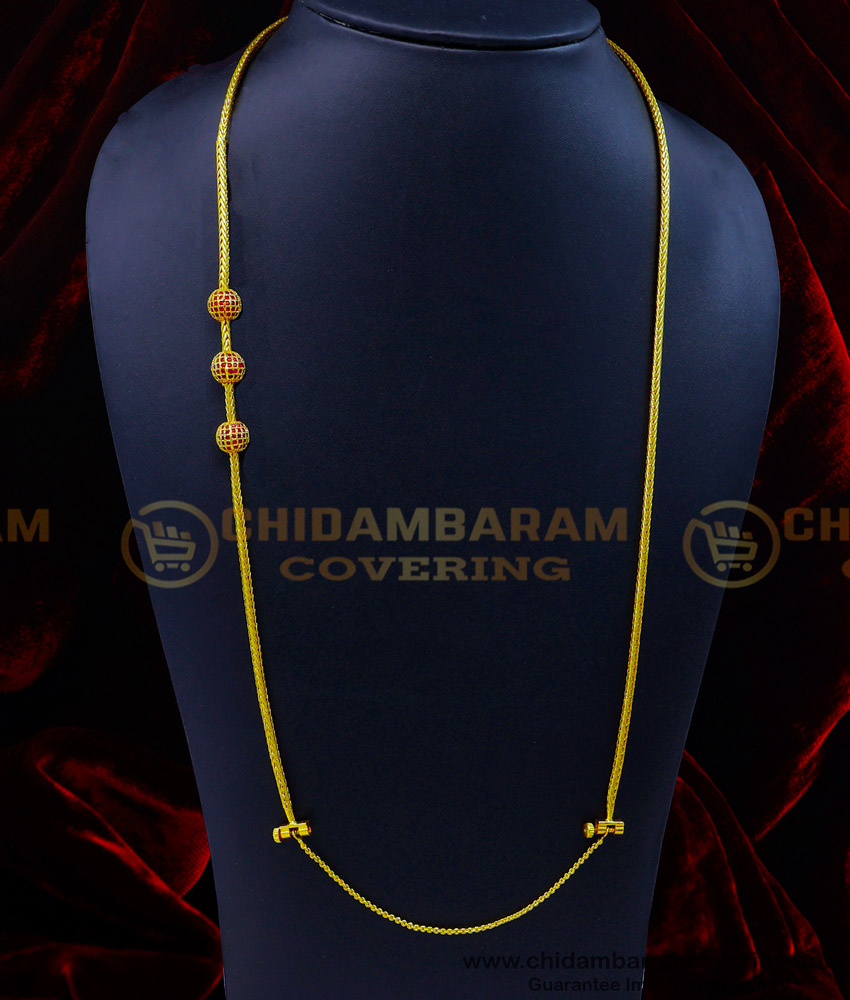 THN70-LG - 30 Inches Traditional Gold Design Balls Mugappu with Screw Thali Chain Online