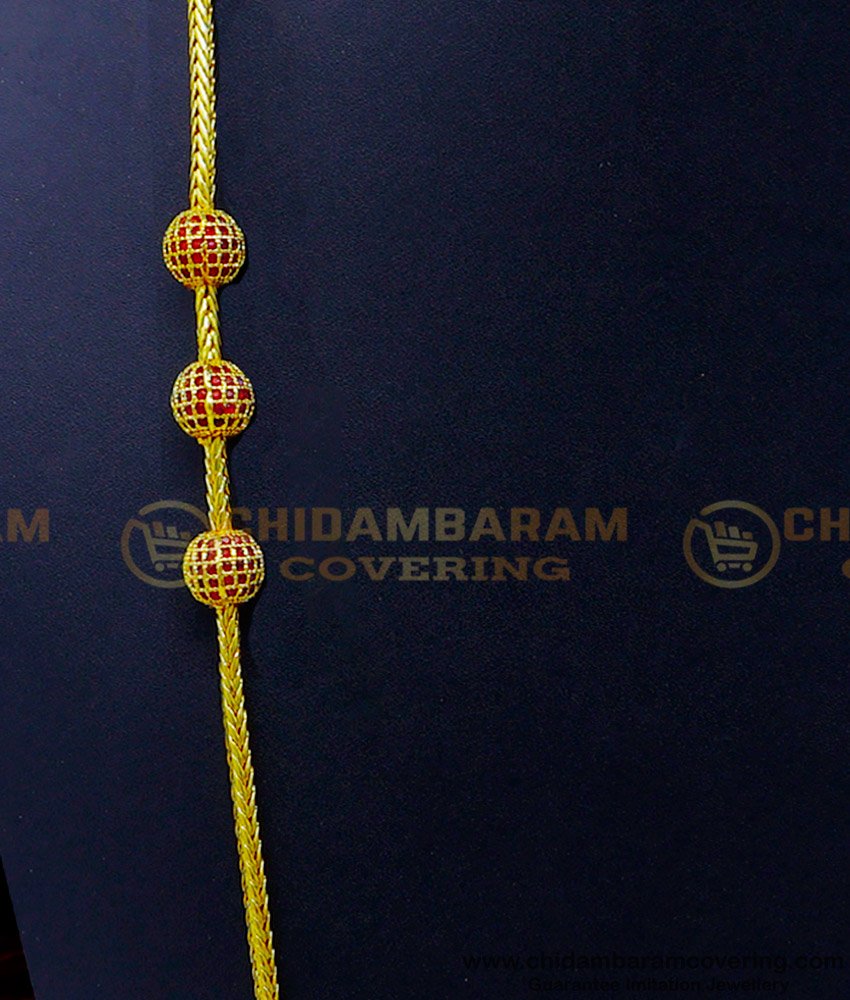 THN70-LG - 30 Inches Traditional Gold Design Balls Mugappu with Screw Thali Chain Online
