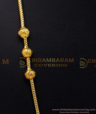 THN73-LG - 30 Inches Gold Plated Plain Ball Mugappu with Screw Chain
