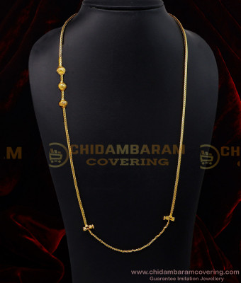 THN73-LG - 30 Inches Gold Plated Plain Ball Mugappu with Screw Chain