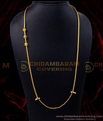 THN75-LG - 30 Inches Screw Mugappu Thali Chain Gold Design Without Stone