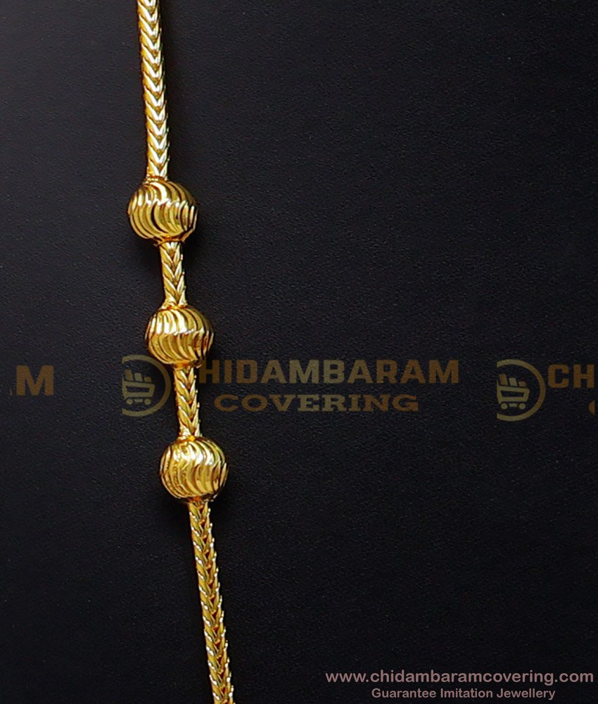 THN75-LG - 30 Inches Screw Mugappu Thali Chain Gold Design Without Stone