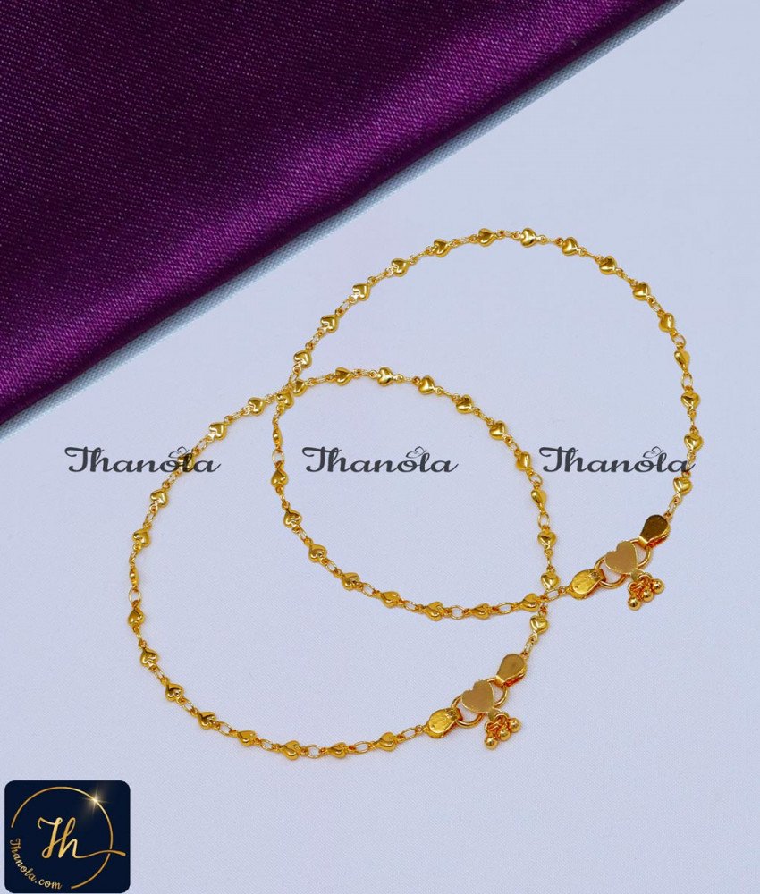 One Gram Gold Plated Heart Shape Payal Designs fancy payal design for girl