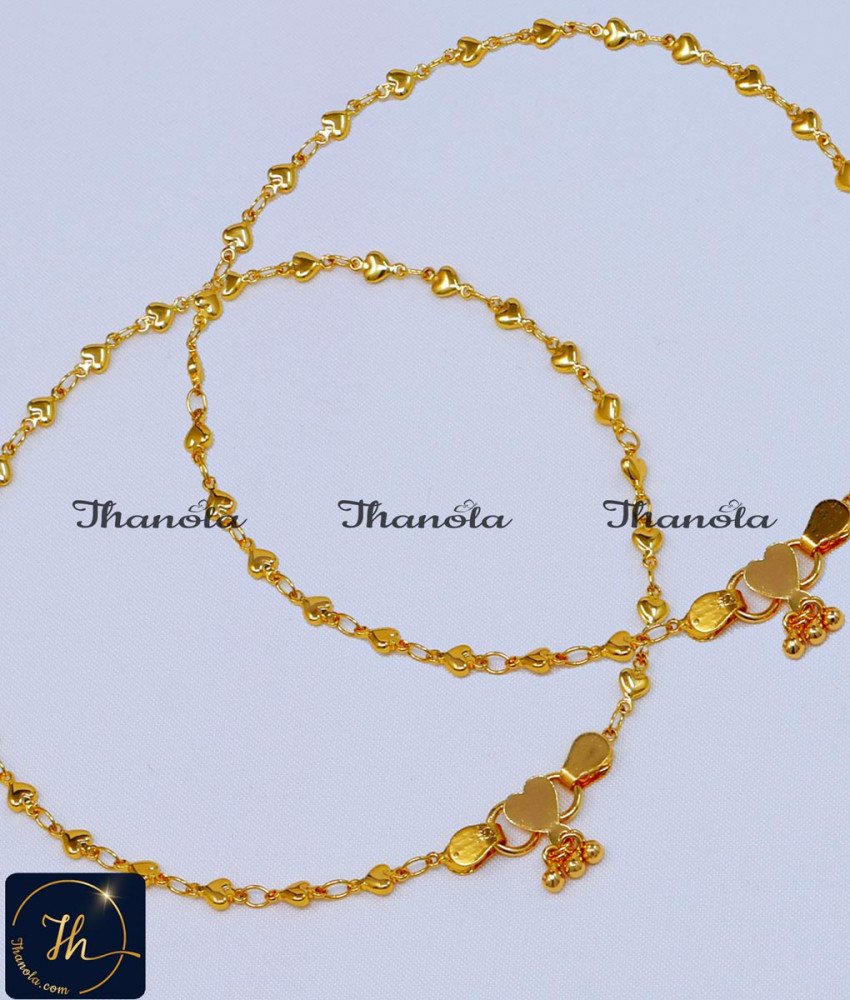 One Gram Gold Plated Heart Shape Payal Designs fancy payal design for girl