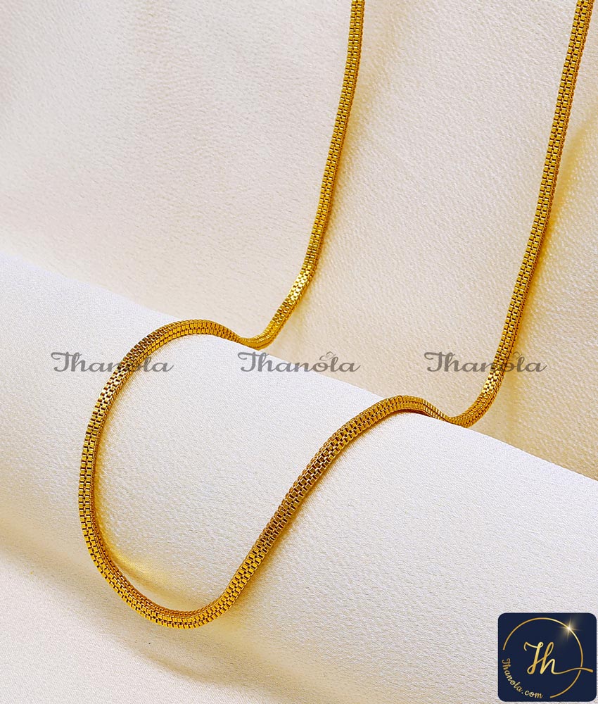 36 Inch Trendy 1 Gram Gold Plated Regular Use Box Chain Design Gold Box Chain design for women