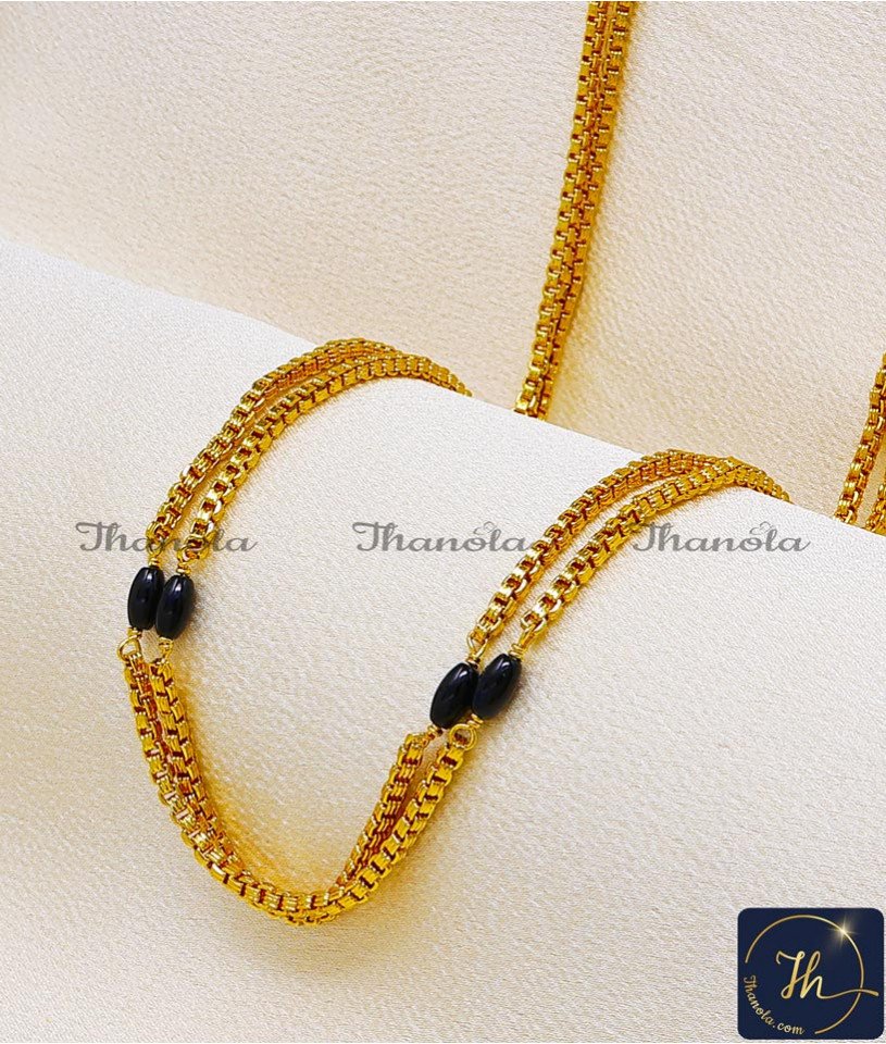 30 Inch 1 Gram Gold Black Beads Double Line Chain Designs Double layer Gold Chain designs with price