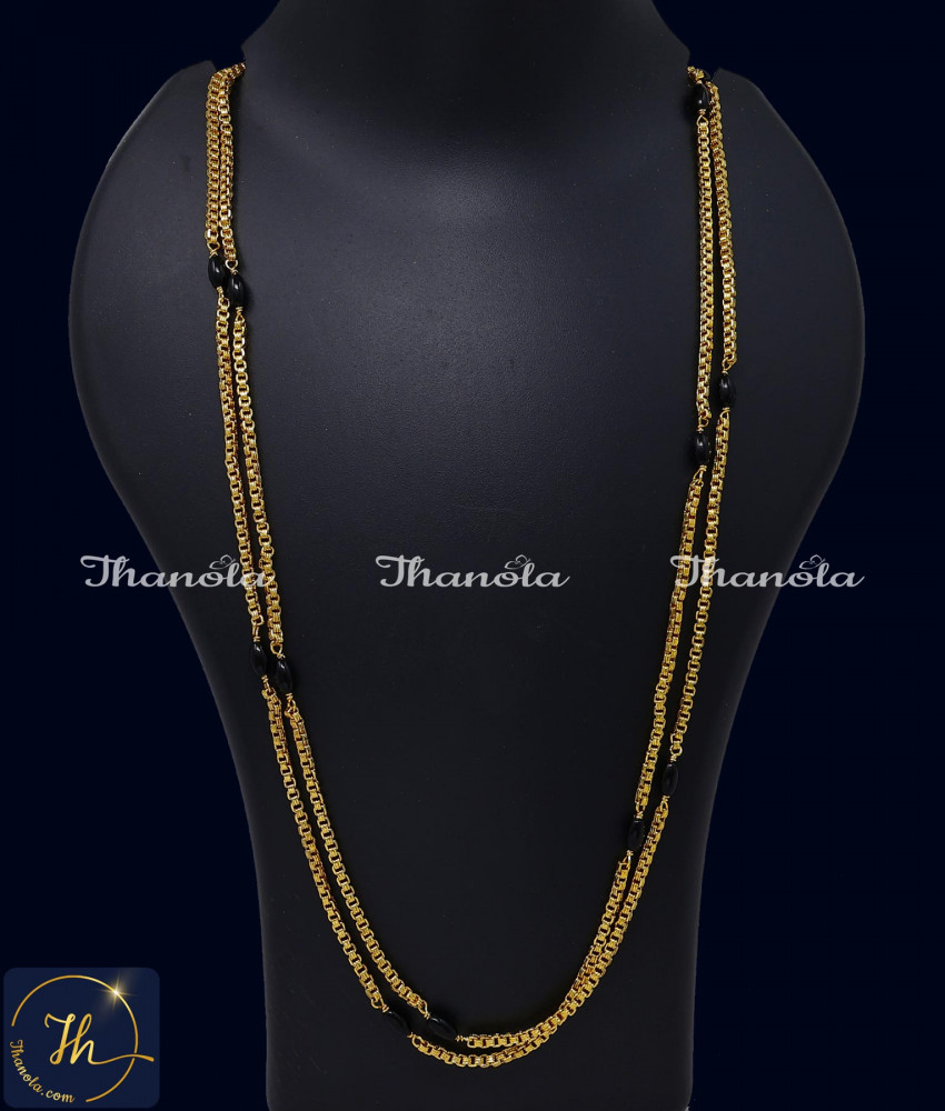 30 Inch 1 Gram Gold Black Beads Double Line Chain Designs Double layer Gold Chain designs with price