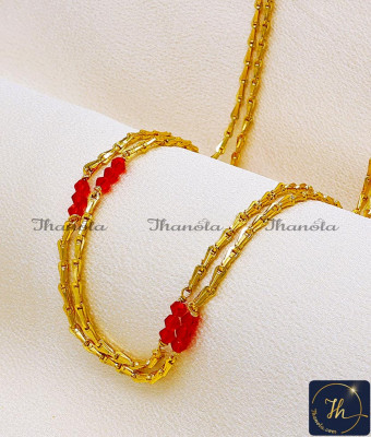 CHA1335 - New Double Line Crystal Gold Plated Chain for Women
