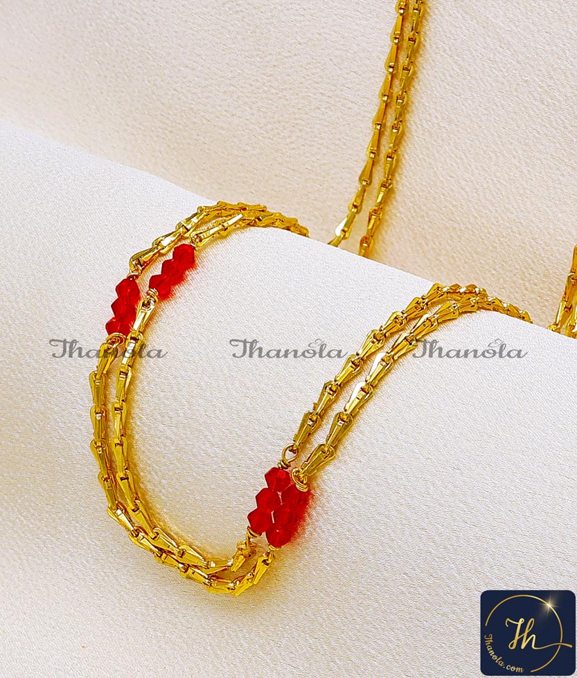gold simple crystal beads jewellery designs