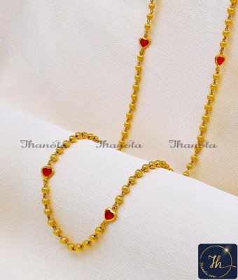 CHA1364 - Unique Red Stone Stylish Gold Chain Design for Girl