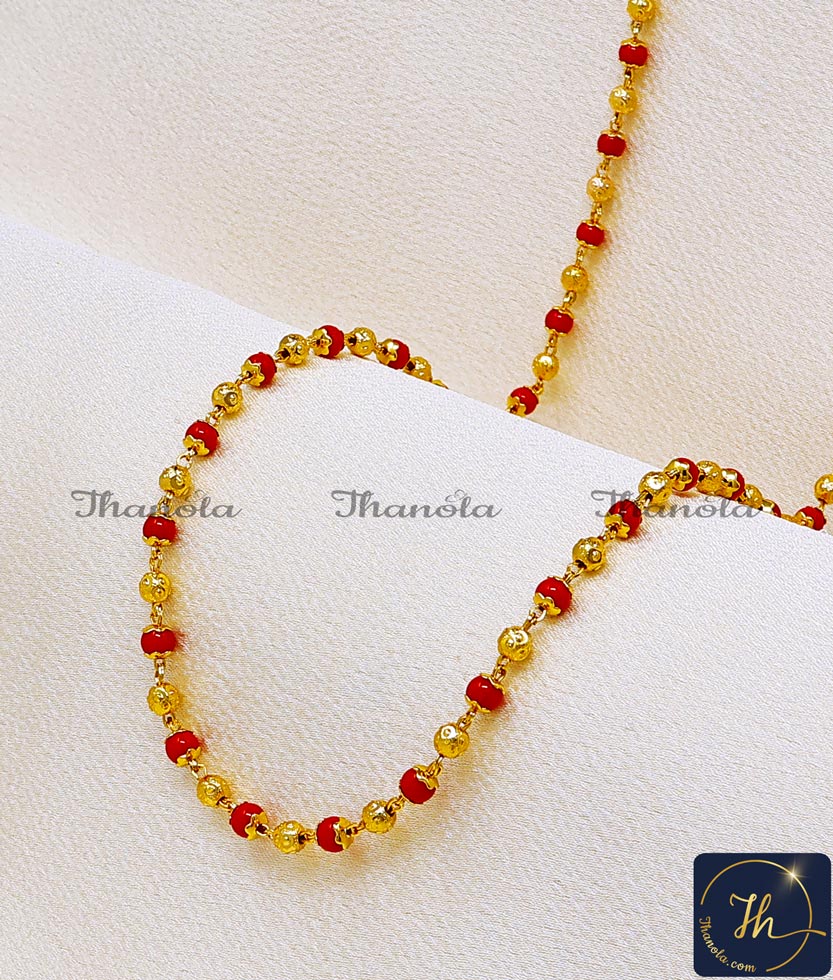 Red Crystal Latest 1 Gram Gold Chain Designs for Ladies daily wear simple gold plated chain