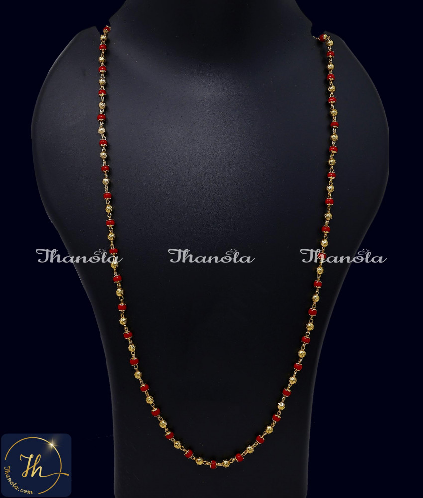 Red Crystal Latest 1 Gram Gold Chain Designs for Ladies daily wear simple gold plated chain