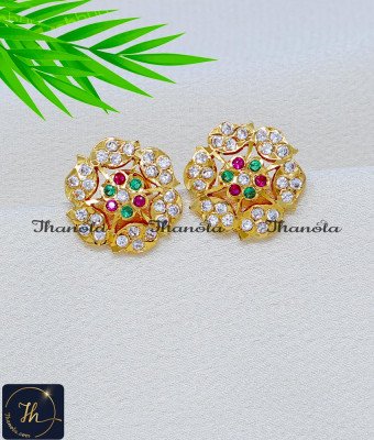 ERA2402 - Panchaloha Multi Stone Daily Use Impon Earrings for Women ERA2402 - Panchaloha Multi Stone Daily Use Impon Earrings for Women