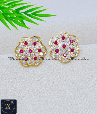 ERA2406 - Traditional White and Ruby Stone New Model Impon Earrings ERA2406 - Traditional White and Ruby Stone New Model Impon Earrings