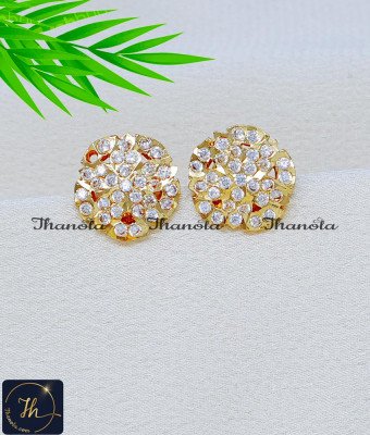 ERA2410 - Impon Daily Wear White Stone Kammal Design Earrings ERA2410 - Impon Daily Wear White Stone Kammal Design Earrings