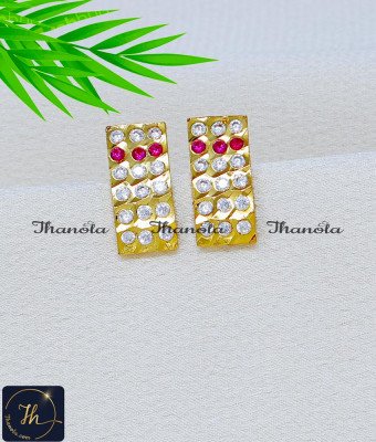 ERA2425 - Attractive White and Ruby Stone Traditional Stud Earrings
