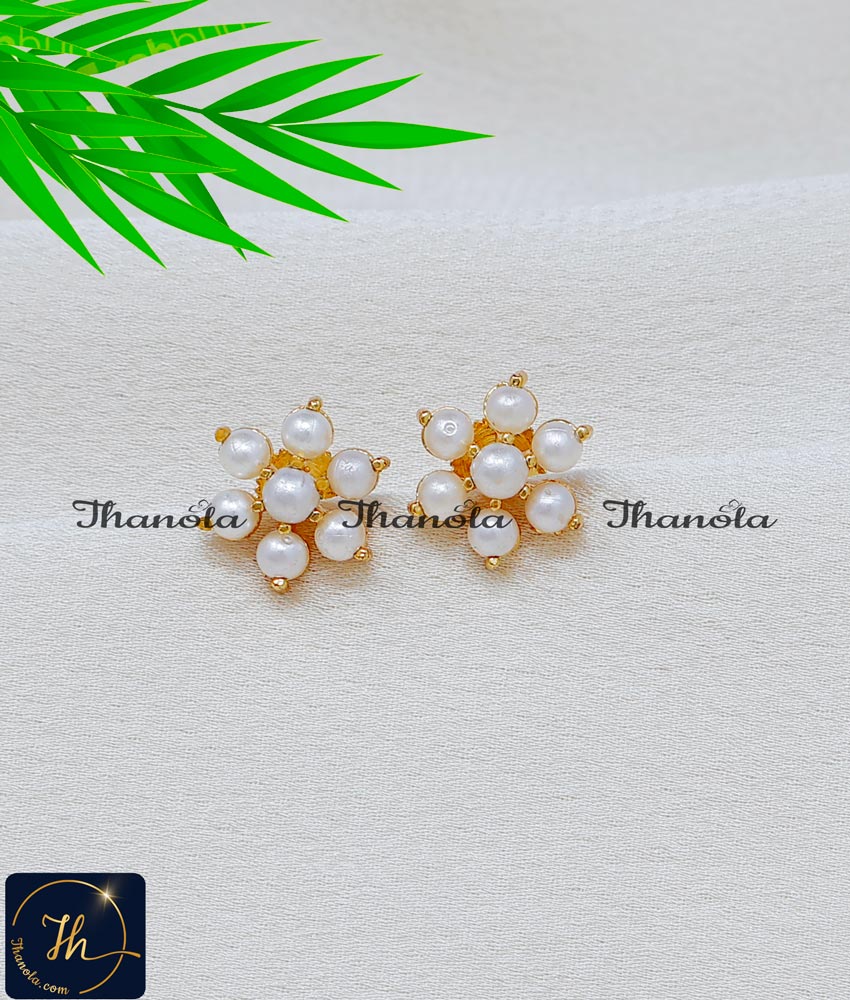 Gold Plated Daily Wear Pearl Stud Earrings for Girls 1 gram gold earrings