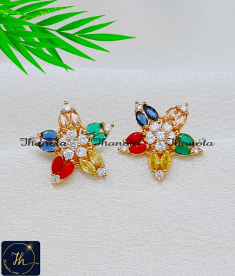 ERA2525 - Premium Gold Plated Multi Colour Stone Stud Earrings ERA2525 - Premium Gold Plated Multi Colour Stone Stud Earrings