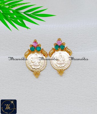 ERA2530 - 1 Gram Gold Plated Ruby Emerald Lakshmi Stud Earrings
