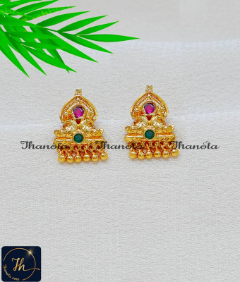 ERA2544 - New Model Ruby Emerald Traditional Gold Studs Earrings