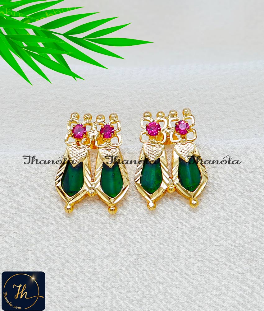 Kerala Jewellery Ruby Stone Palakka Nagapadam Earrings kerala palakka kammal