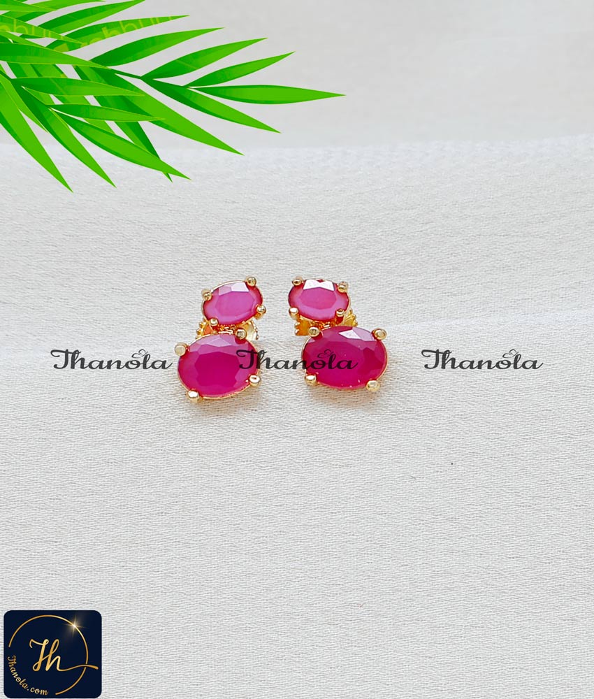 Premium Gold Finish Regular Use Small Ruby Earrings Studs small gold earrings designs for daily use
