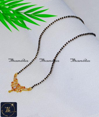 BBA1014 - Short Black Beads Mangalsutra Designs Gold Latest Design