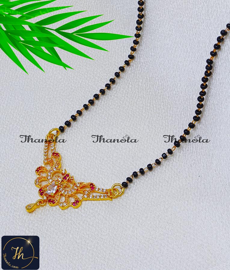 Short Black Beads Mangalsutra Designs Gold Latest Design gold hindu mangalsutra design