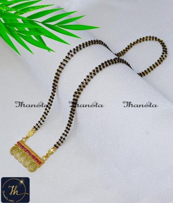BBA1084 - 1 Gram Gold Black Beads Long Lakshmi Mangalsutra Design