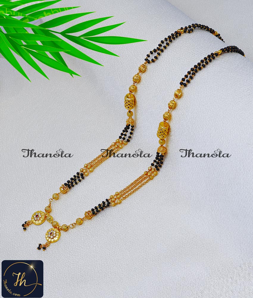 Hindu Ad Stone Double Wati Mangalsutra 3 Line Long Chain wati mangalsutra design long