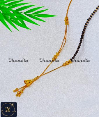 BBA1131 - Elegant Black Beads Mangalsutra Designs with Gold Chain