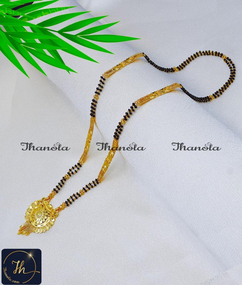 Mangalsutra Traditional Design Gold Forming Jewellery black beads long chain designs