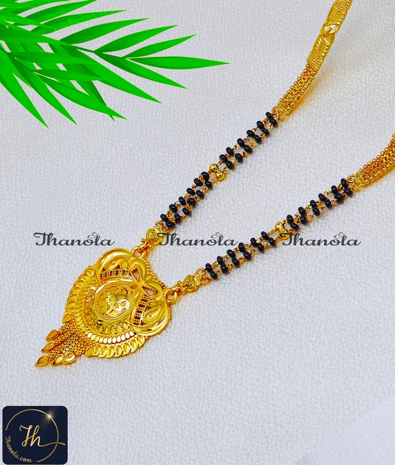 Forming Gold Long Mangalsutra South Indian Design Online long black beads designs