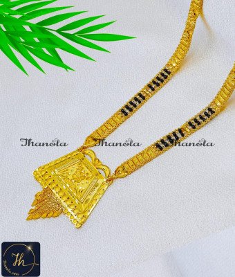 BBA1143 - Gold Forming Modern Long Yellow Gold Mangalsutra Design