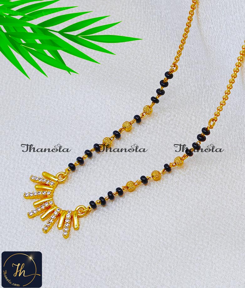 Gorgeous Diamond Stone Short Modern Mangalsutra Design gold hindu mangalsutra design