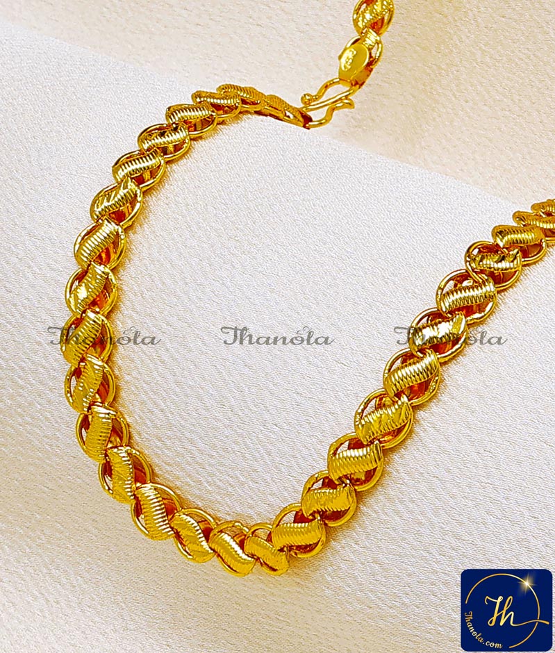 Traditional 1 Gram Gold Lotus Chain Design for Daily Use men new lotus chain design