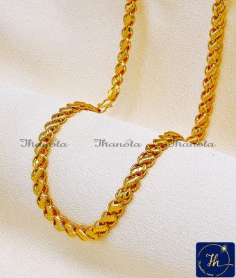 SHA1100 - Traditional 1 Gram Gold Lotus Chain Design for Daily Use