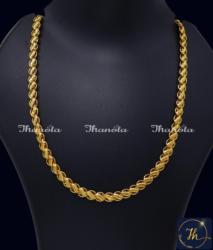 Traditional 1 Gram Gold Lotus Chain Design for Daily Use men new lotus chain design