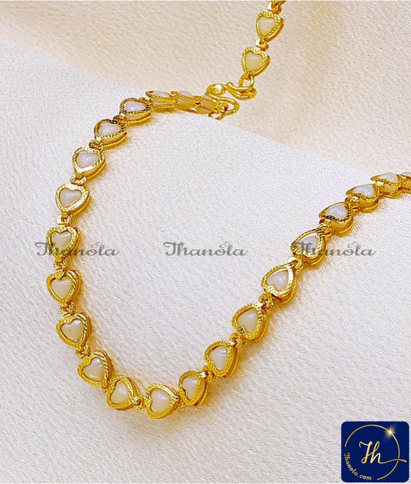 1 Gram Gold Heart Model Beads Chain for Ladies simple beads chain designs