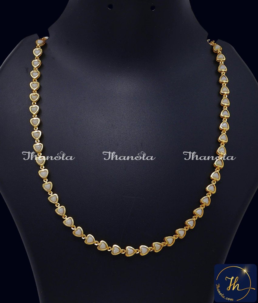 1 Gram Gold Heart Model Beads Chain for Ladies simple beads chain designs