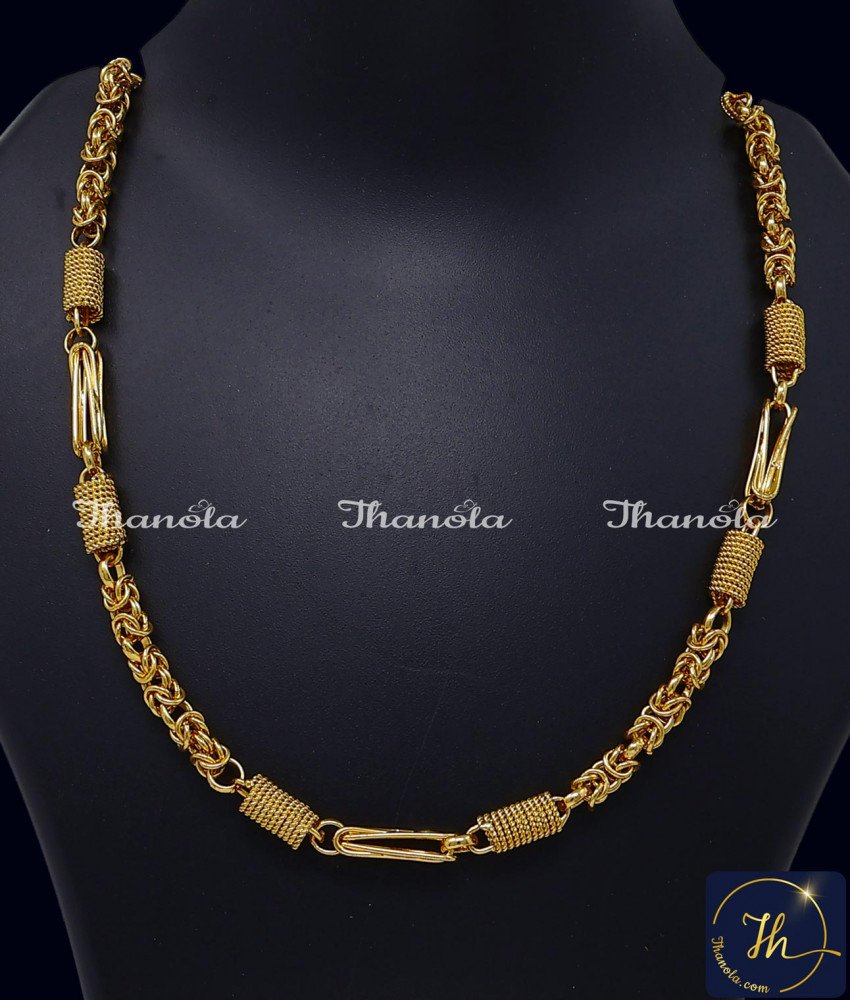One Gram Gold Fashion Jewellery Short Chain for Men Real gold look with premium gold plating chain for men