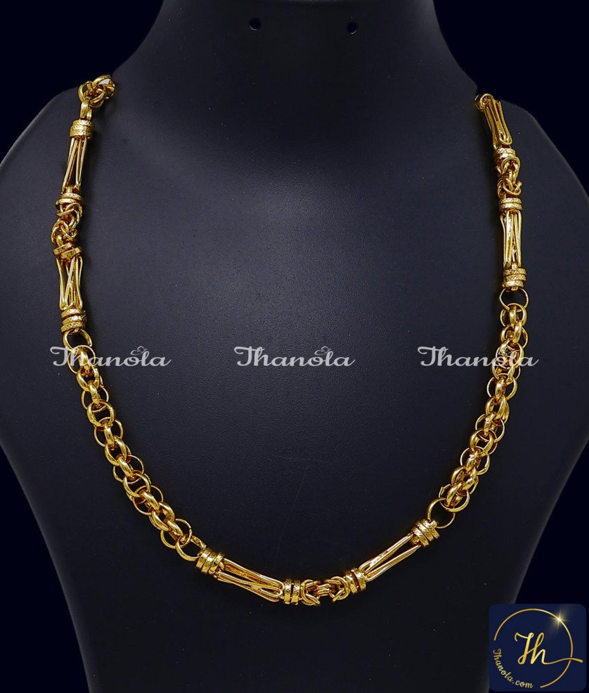 Modern Daily Wear 1 Gram Gold Short Chain for Men 1 Gram Gold Plated Short Chain for Men