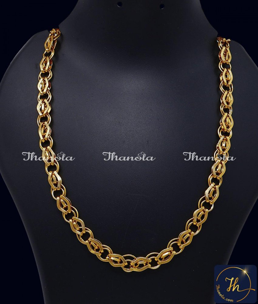 Gold Plated Jewellery with Guarantee Daily Use Chain for Men Heritage Gold Look Short Chain